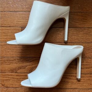Aldo Cream High-Heeled Mules with Open-Toe Design